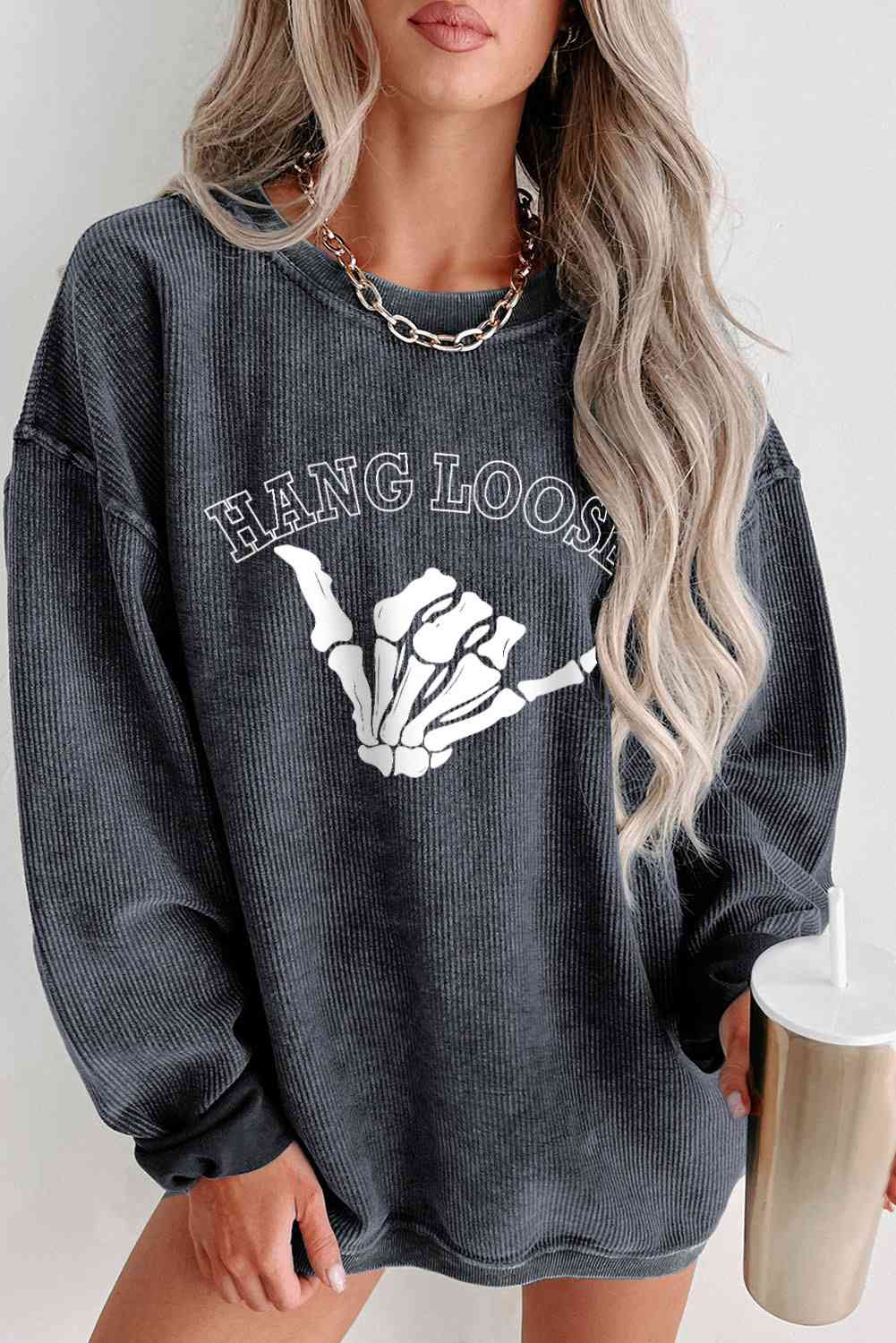 Edgy Skeleton Hand Graphic Sweatshirt