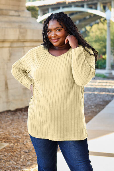 Long Sleeve, Slightly Stretchy Knit Top - Perfect Over Leggings