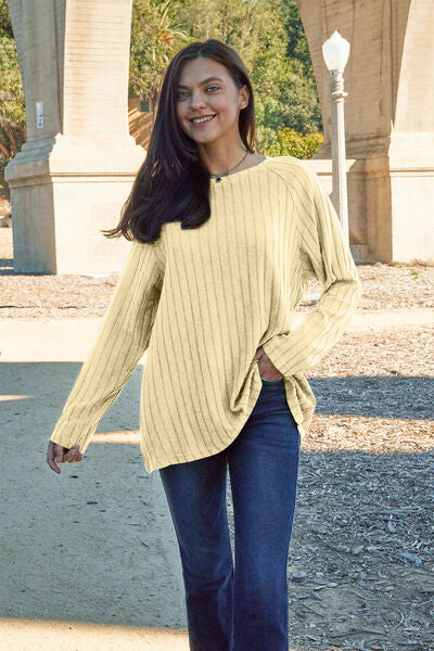 Long Sleeve, Slightly Stretchy Knit Top - Perfect Over Leggings