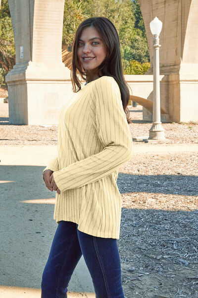 Long Sleeve, Slightly Stretchy Knit Top - Perfect Over Leggings