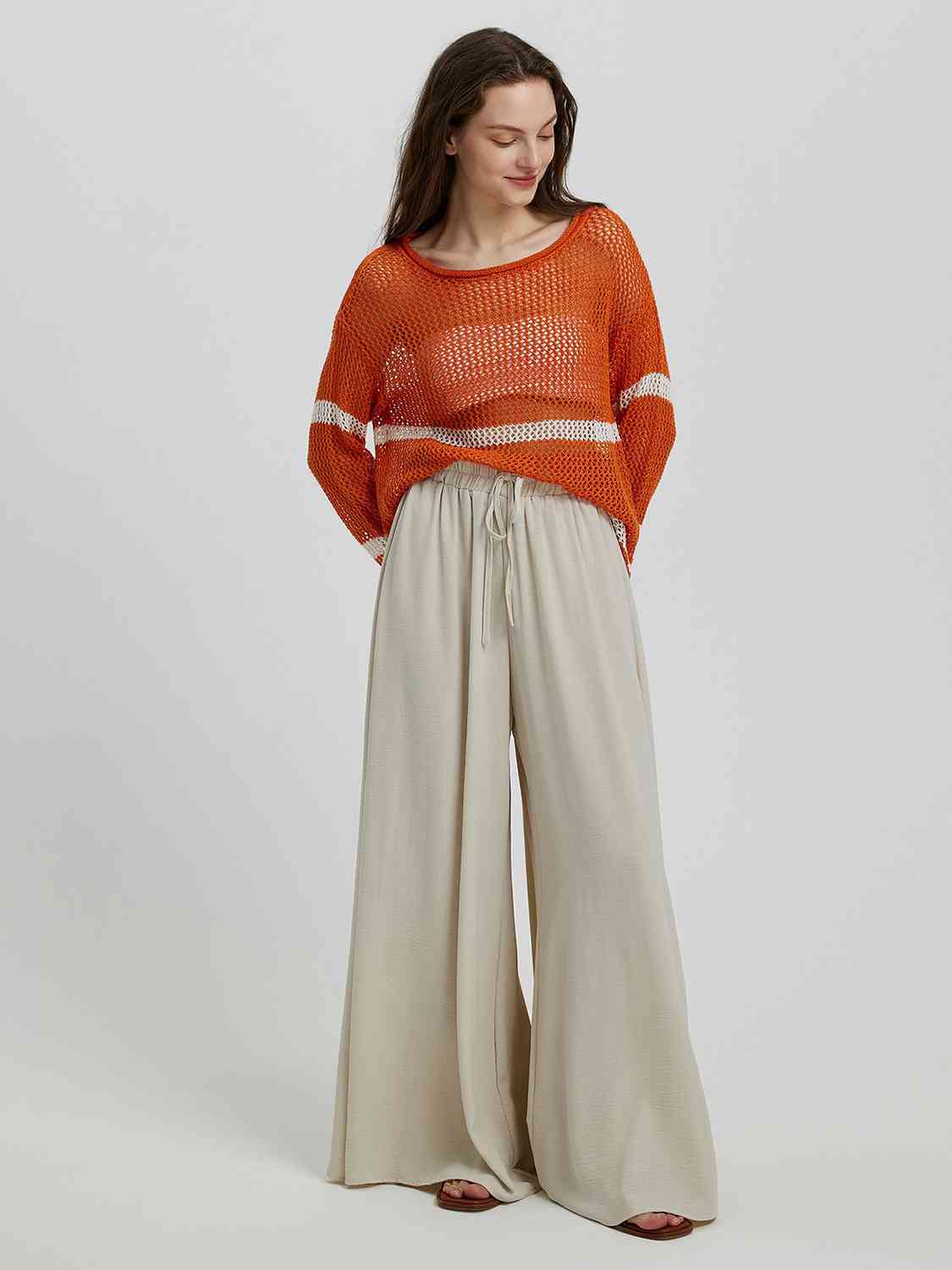 Versatile, 100% Cotten, Drawstring Wide Leg Pant