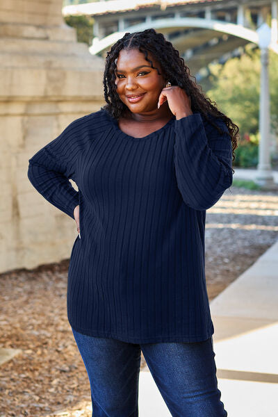 Long Sleeve, Slightly Stretchy Knit Top - Perfect Over Leggings