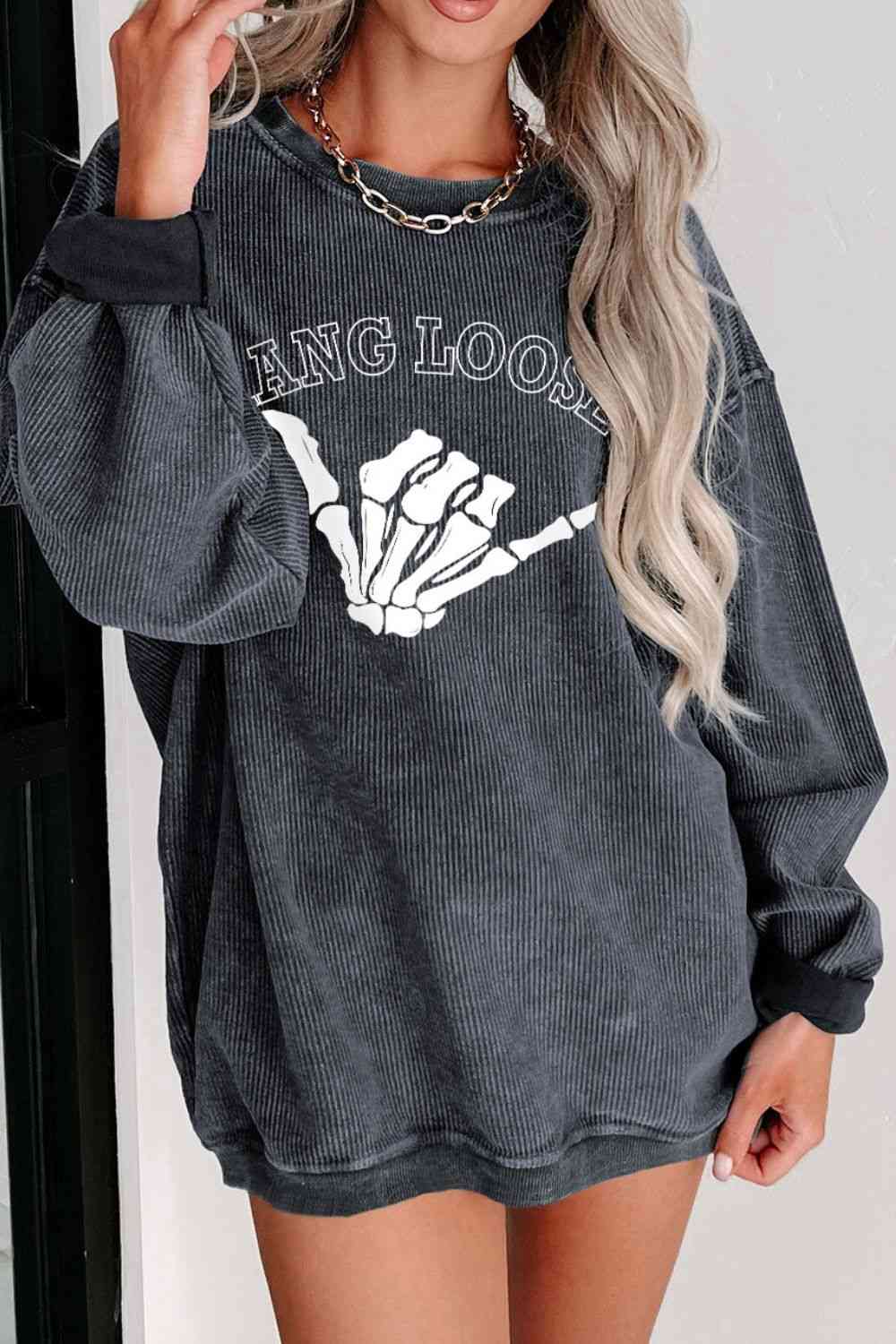 Edgy Skeleton Hand Graphic Sweatshirt