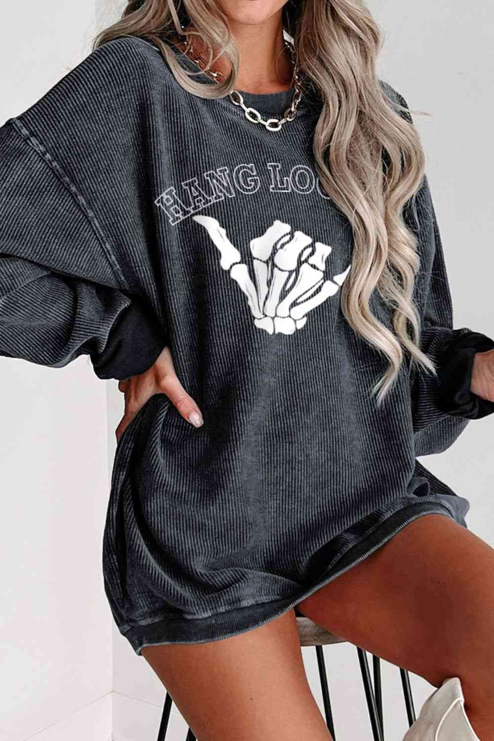 Edgy Skeleton Hand Graphic Sweatshirt