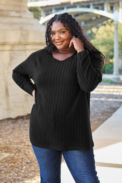 Long Sleeve, Slightly Stretchy Knit Top - Perfect Over Leggings