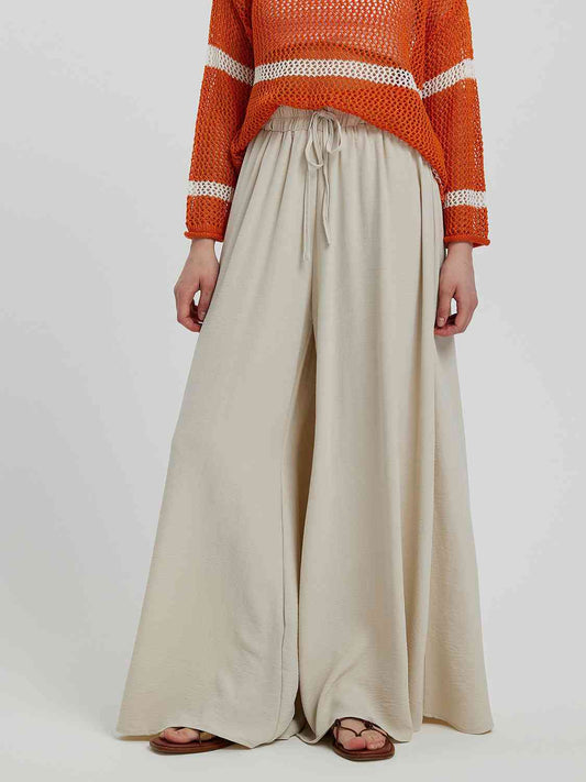 Versatile, 100% Cotten, Drawstring Wide Leg Pant